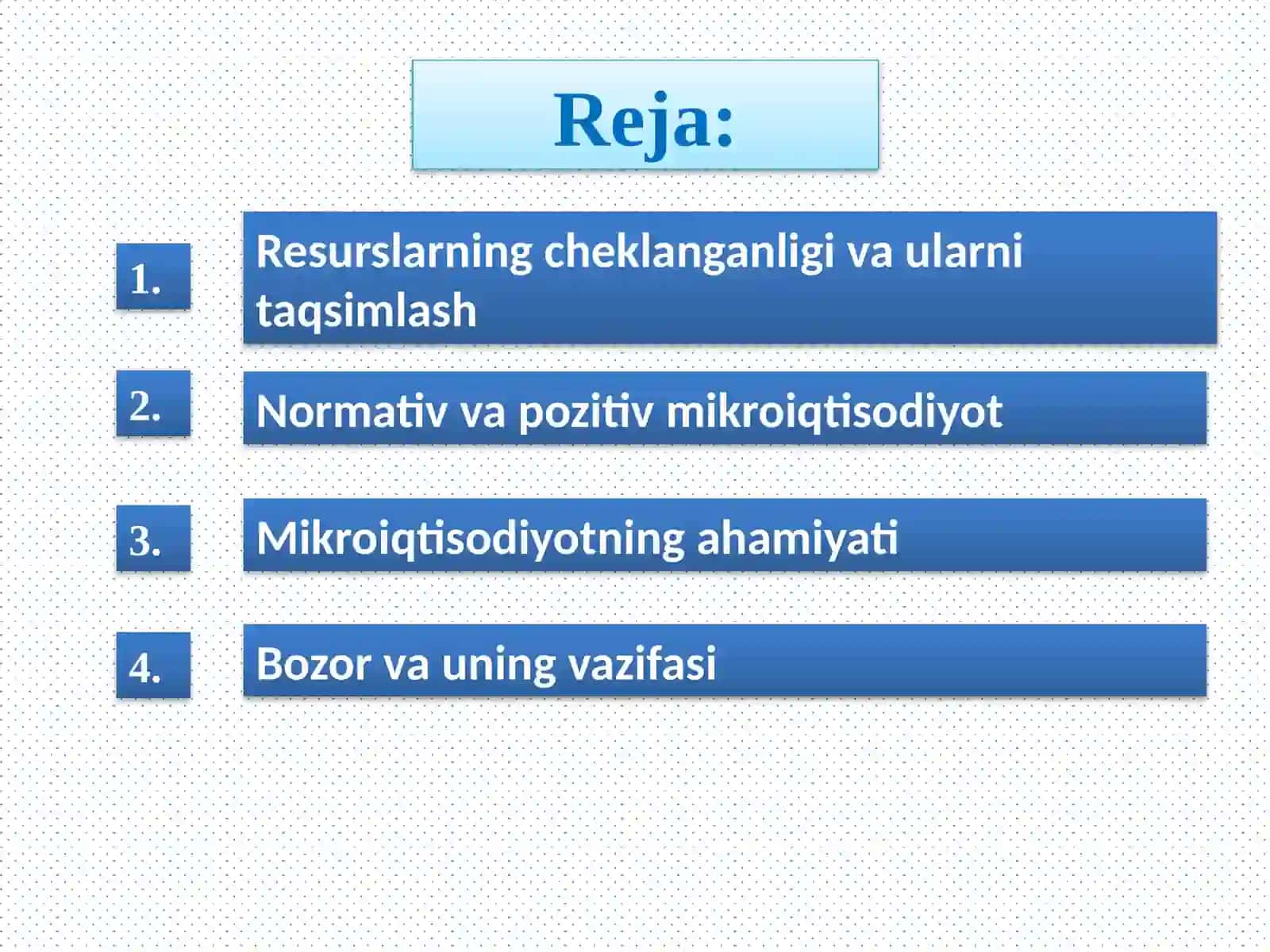 MIKROIQTISODIYOT FANINING PREDMETI, MAQSADI VA VAZIFALARI 2