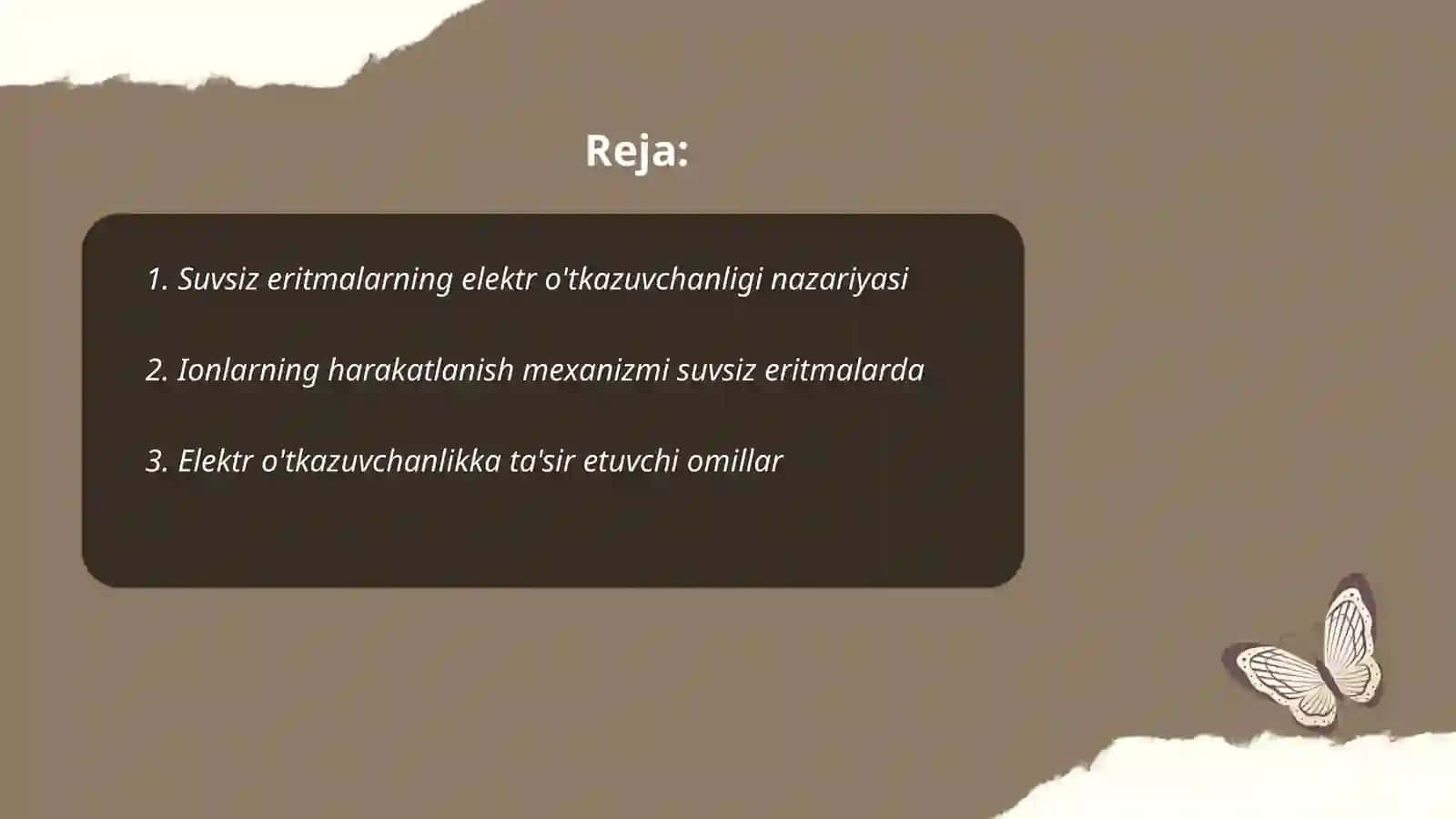 Suvsiz eritmalarning elektr o'tkazuvchanligi nazariyasi 2