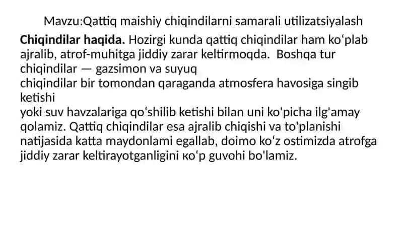 Qattiqmaishiychiqindilarni samarali utilizatsiyalash 2