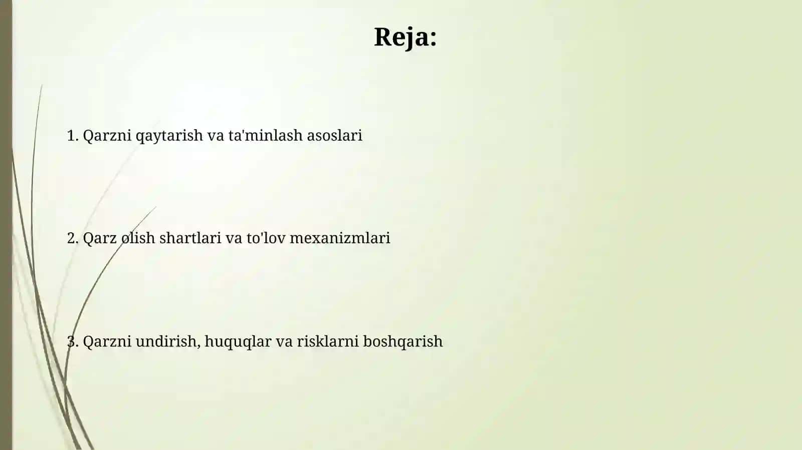 Kreditning qaytariluvchanligi va uning ta'minlanganligi 2