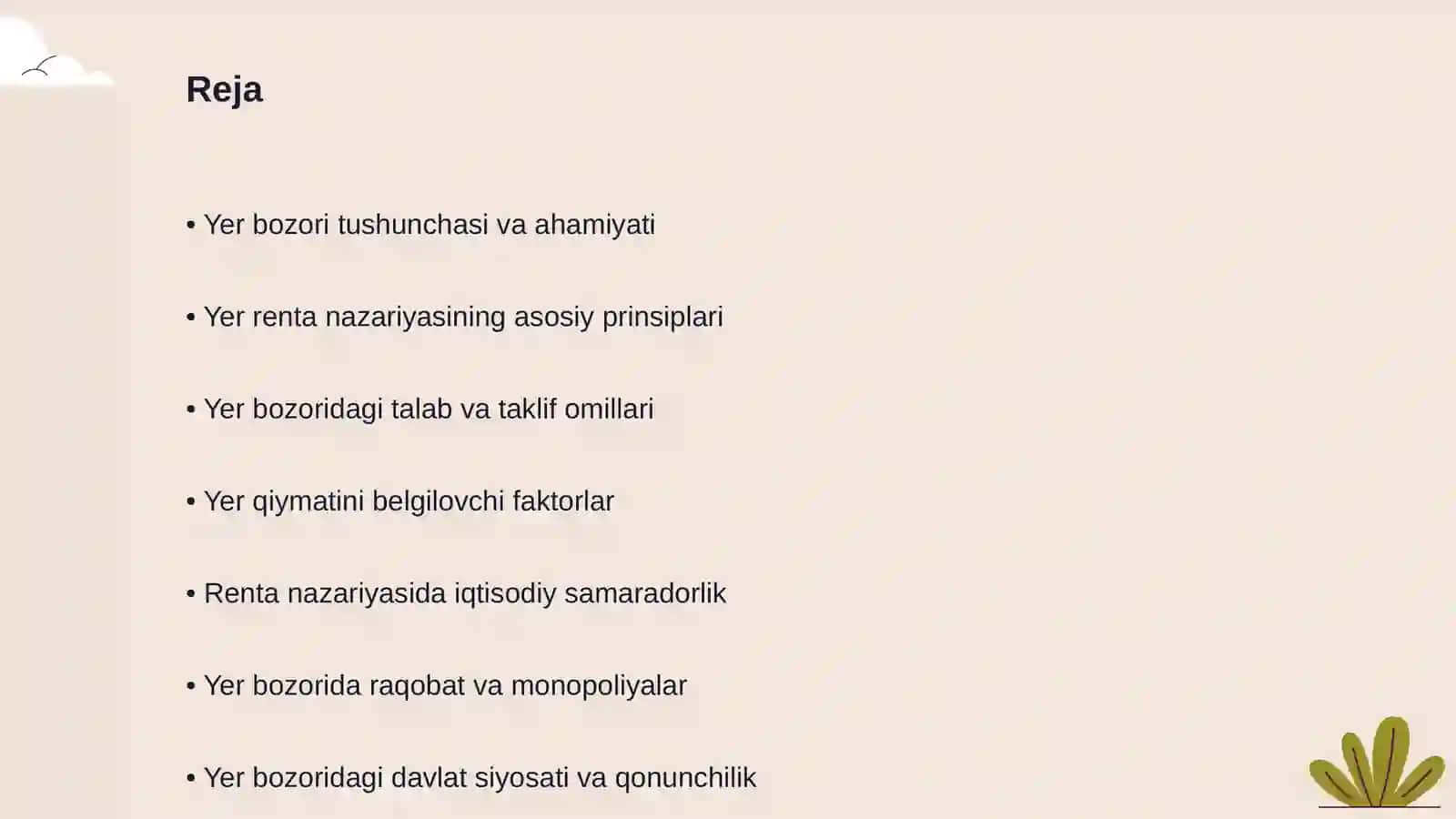 Yer bozori va renta nazariyasi tahlili 2