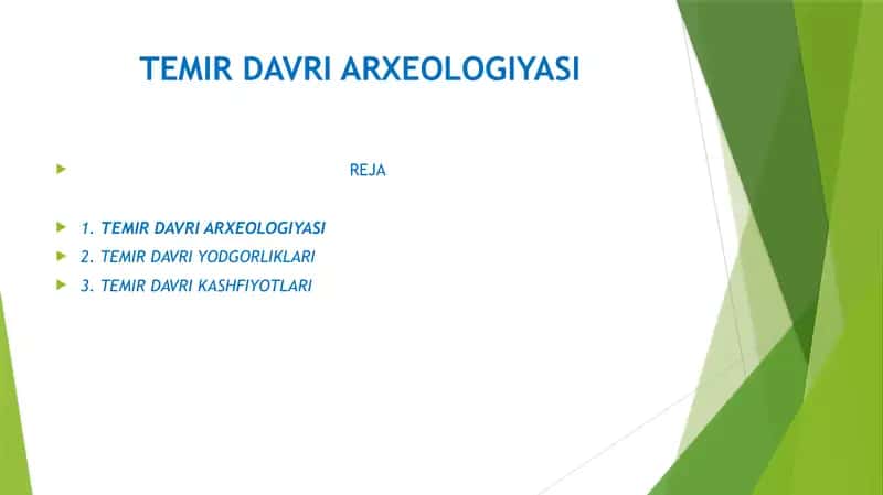 TEMIR DAVRI ARXEOLOGIYASI 2