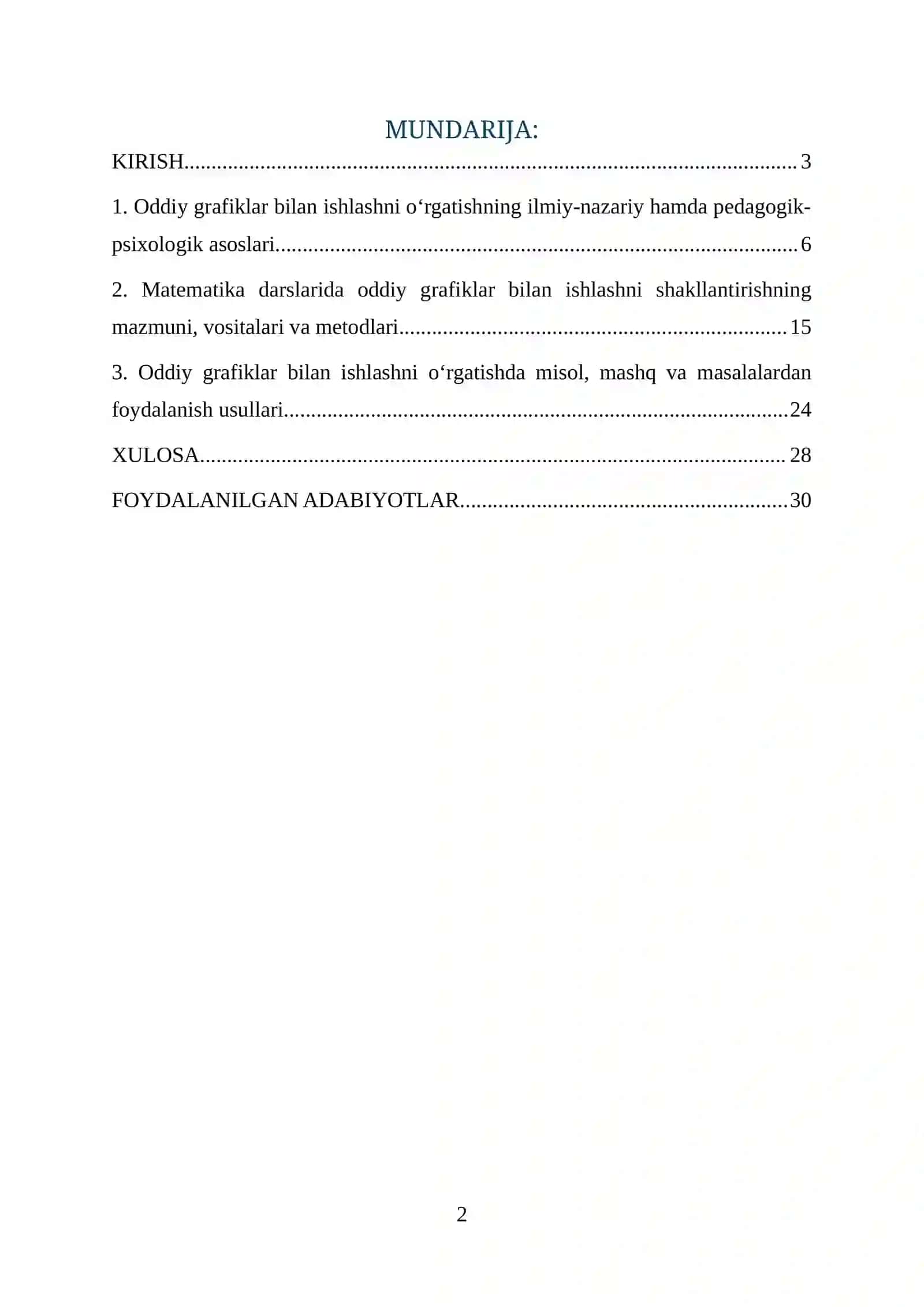 ODDIY GRAFIKLAR BILAN ISHLASH METODIKASI 2