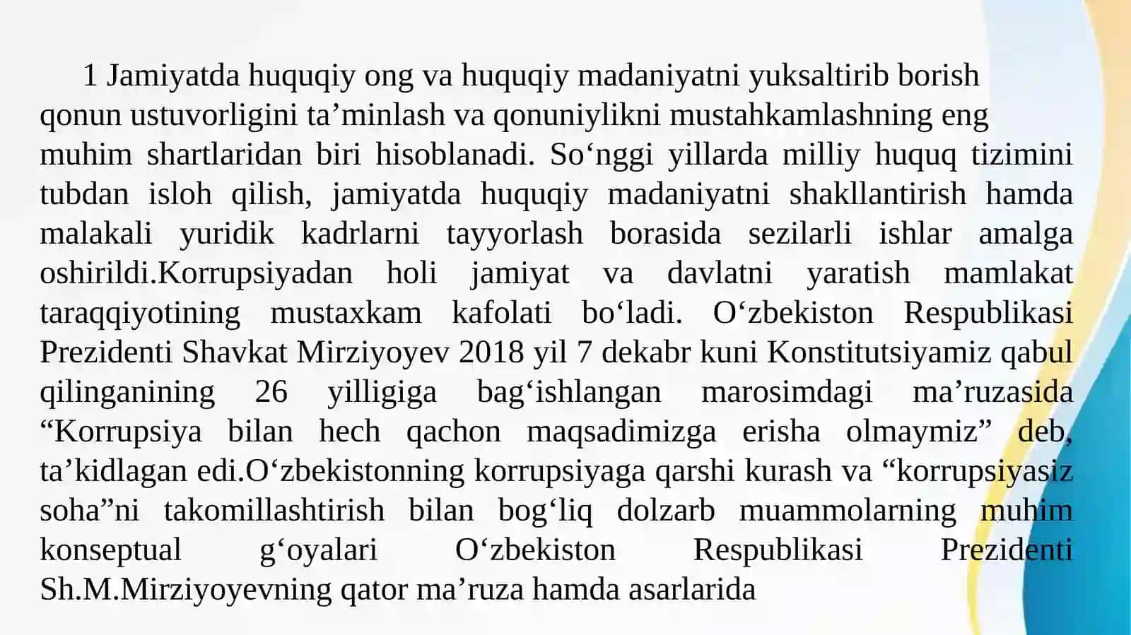 Korrupsiyaga qarshi kurash siyosati. GRACE dasturi 2