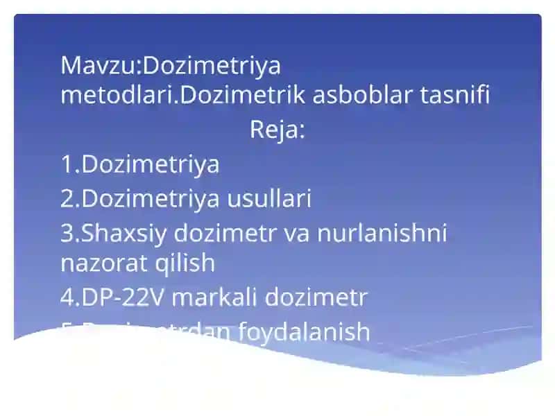 Dozimetriya metodlari 2