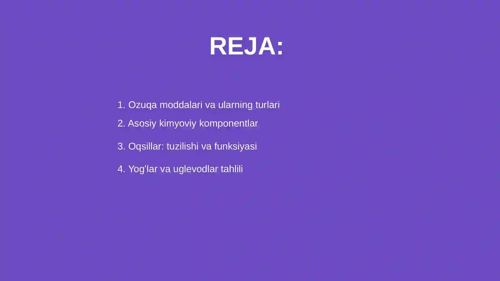 Ozuqalarning kimyoviy tarkibini oʻrganish 2