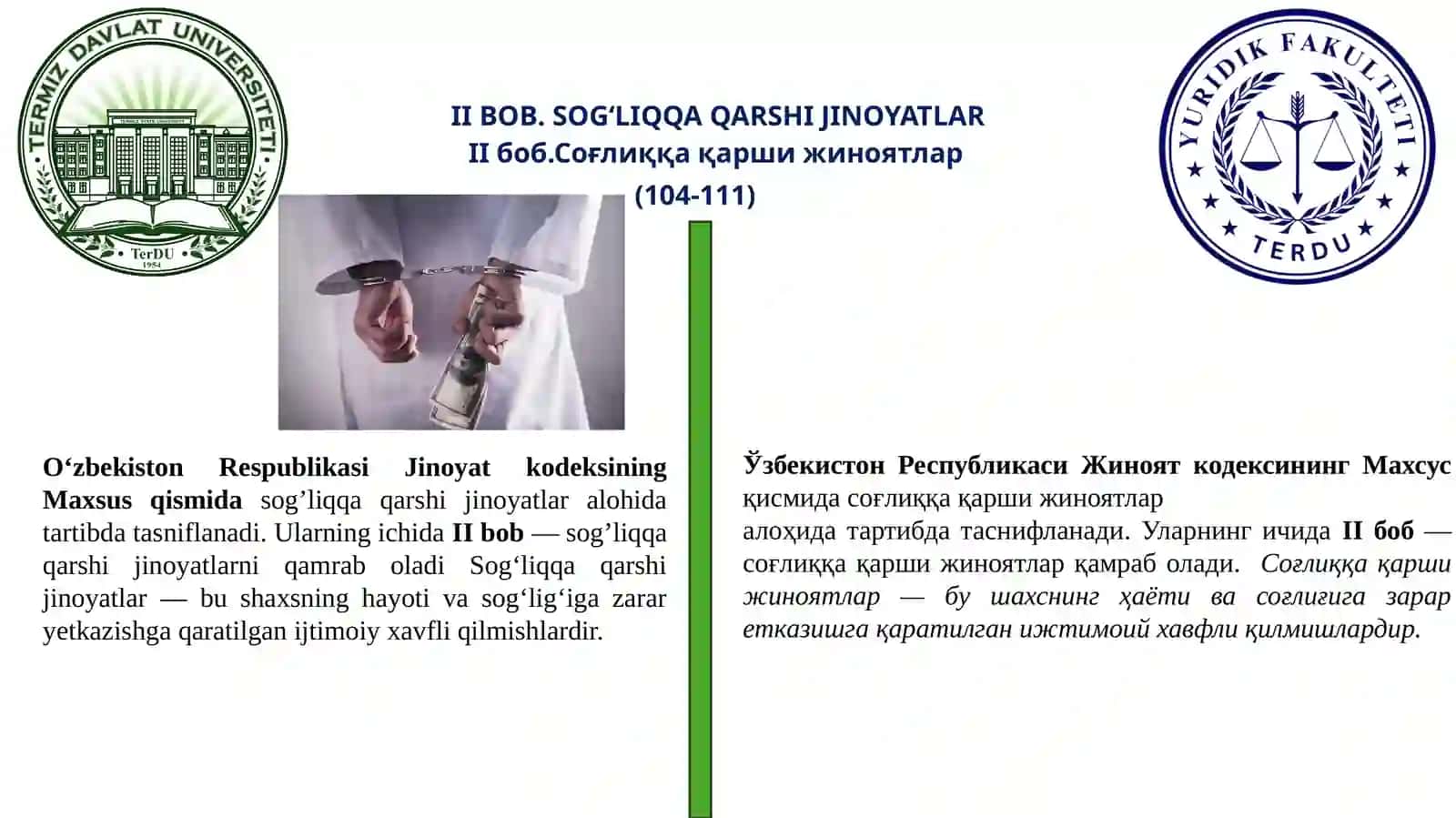 Boltaboyeva Muxlisaning JINOYAT HUQUQI FANIDANTAYYORLAGAN TAQDIMOTI 2