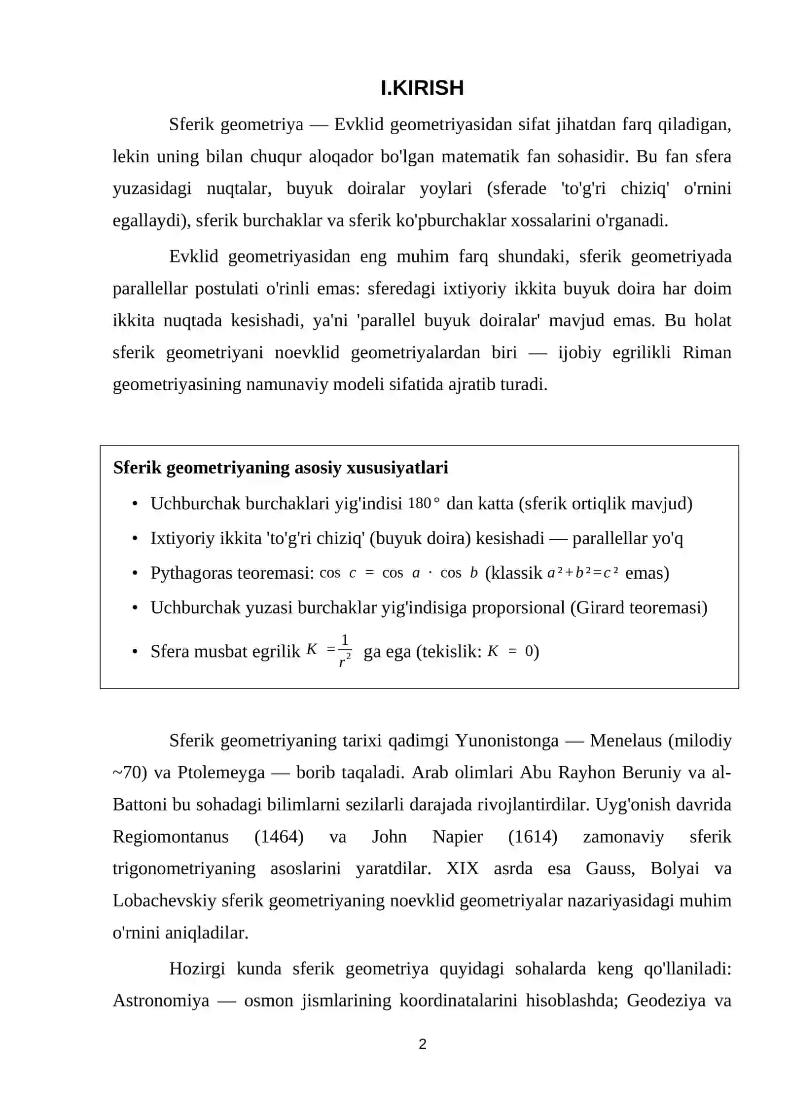 Sferik geometriya elementlari 2