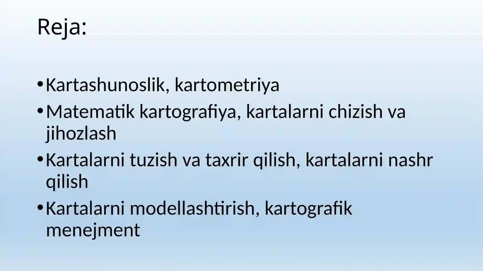 Kartashunoslikning qismlari 2