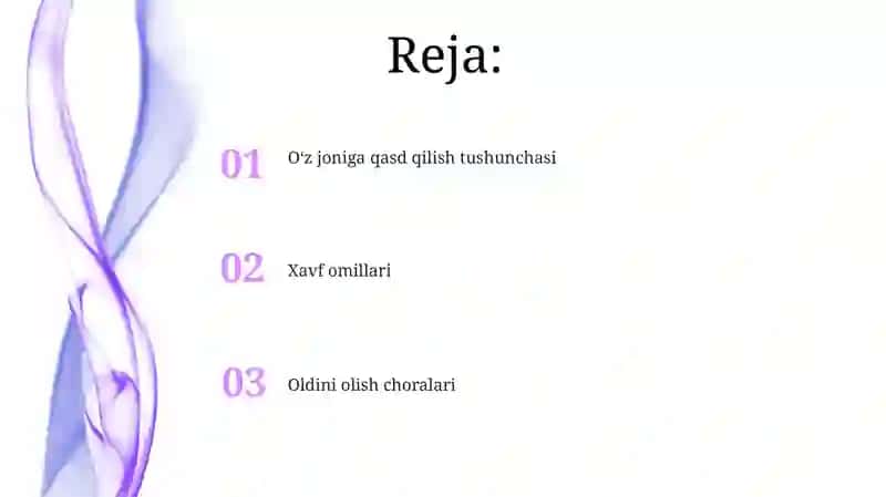 Suitsid tushunchasi, turlari, xavf omillari, profilaktika choralari 2