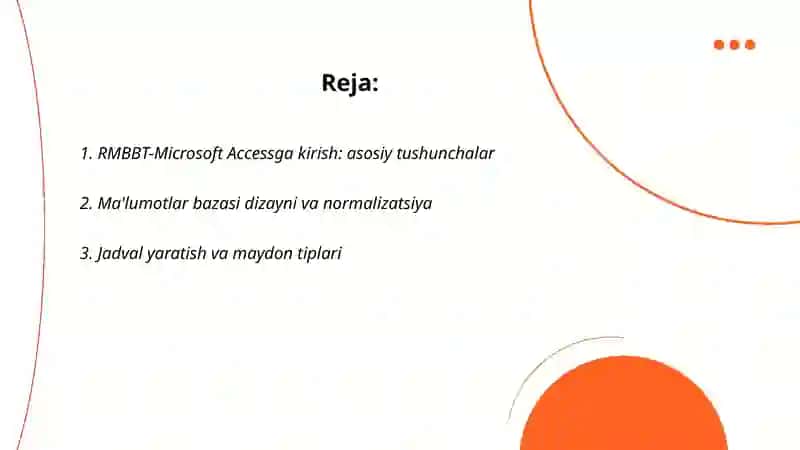 RMBBT-Microsoft Access tizimini o‘rganish 2
