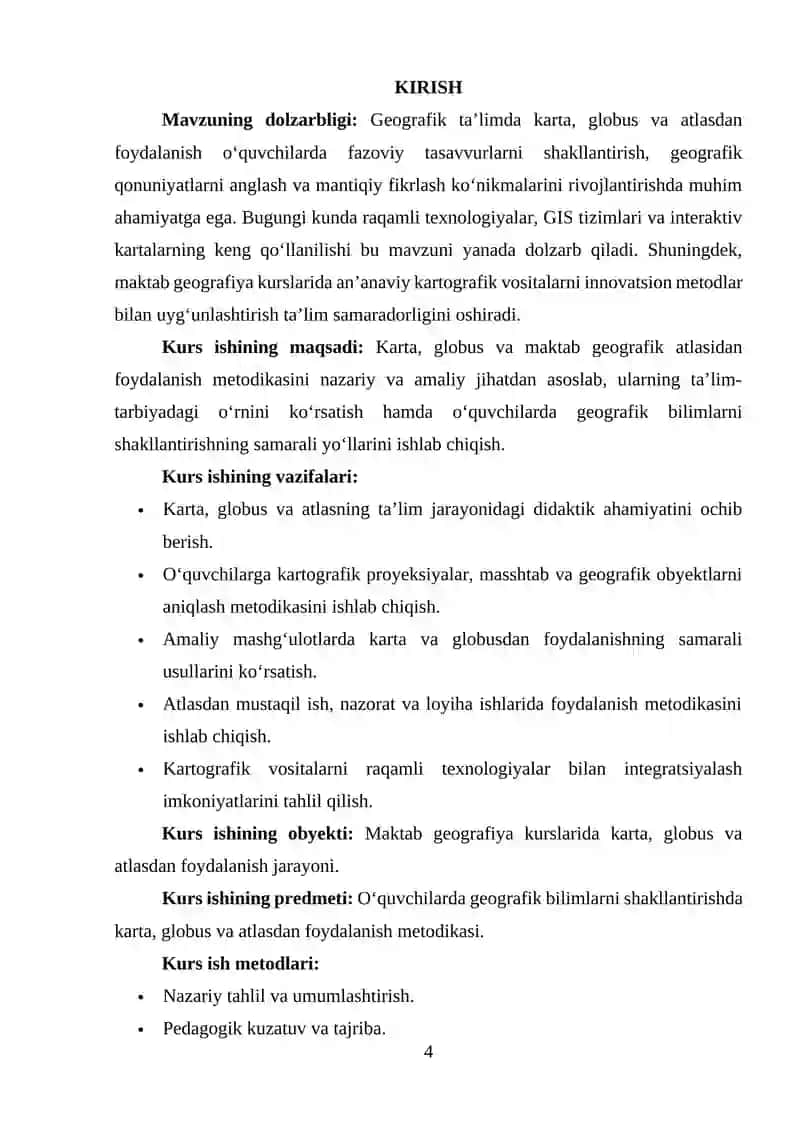Karta, globus va maktab geografik atlasi bilan ishlash metodikasi 2