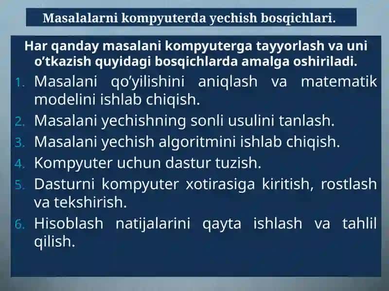 Algoritmlashtirish va dasturlash asoslari 2
