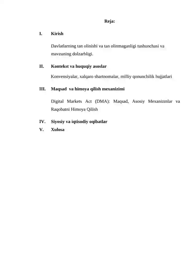 Yevropa Ittifoqining raqamli iqtisodiyotni tartibga solishdagi asosiy tashabbuslari: Digital Markets Act va Digital Services Act — raqobat va iste’molchilar huquqlarini himoya qilish mavzusida  tahliliy malumot 2