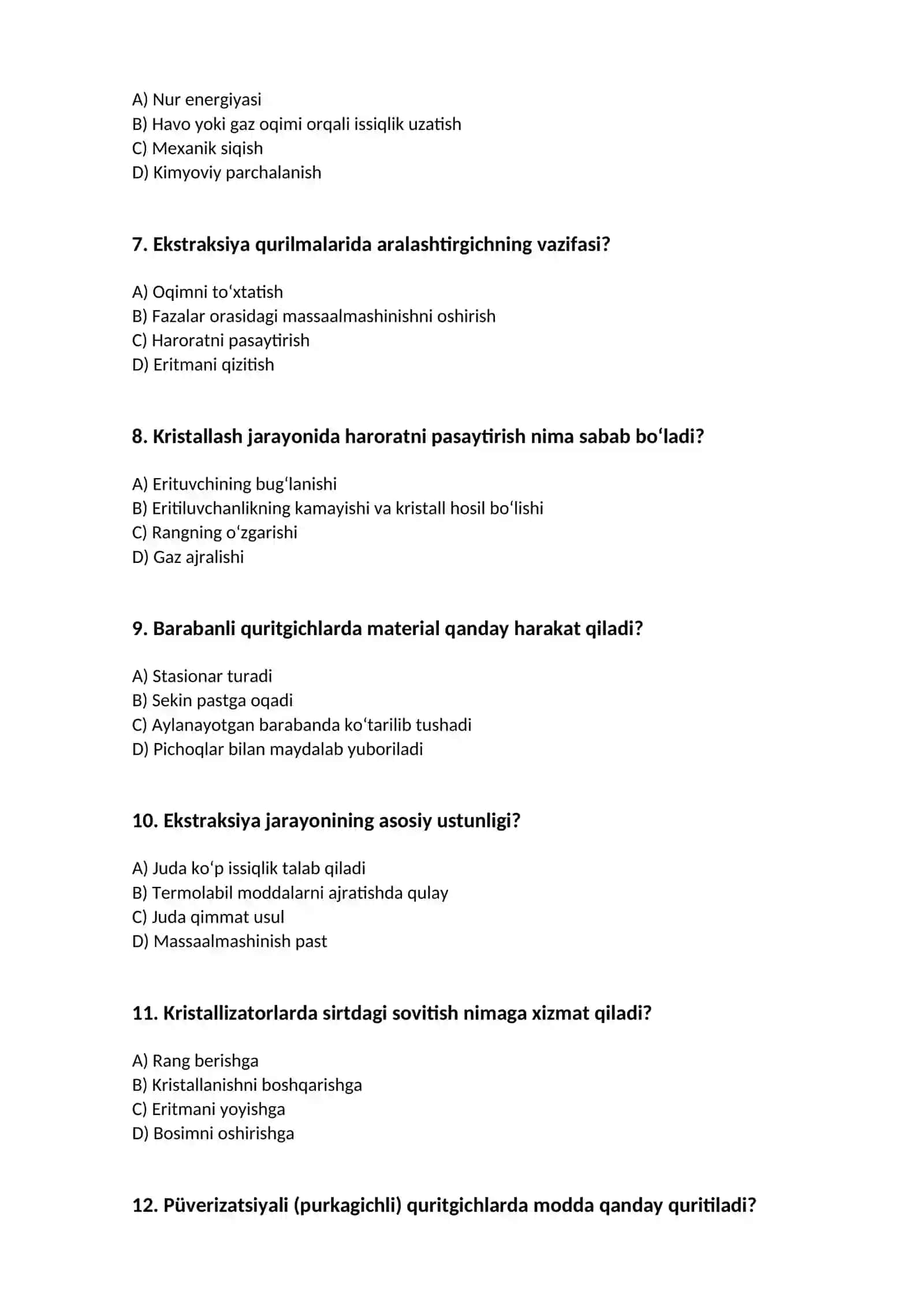 Ekstraksiya, quritish va kristallash jarayonlari qurilmalari 2