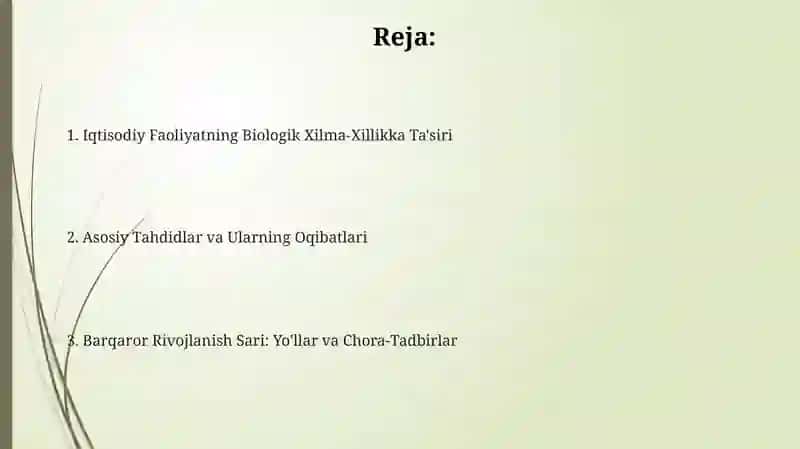 Iqtisodiy Faoliyatning Biologik Xilma-Xillikka Ta'siri 2