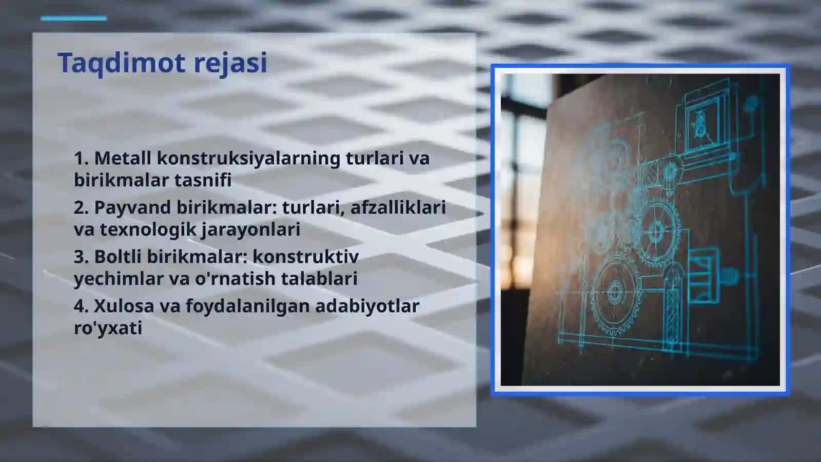 Metall konstruksiyalar birikmalari, payvand va boltli birikmalar boʻyicha taqdimot tayyorlash 2