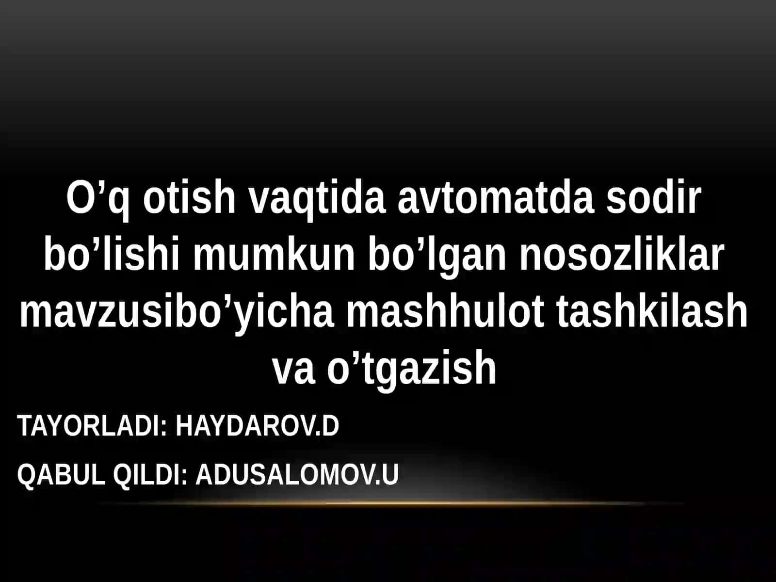 "CHAQIRIQQA QADAR BOSHLANG‘ICH TAYYORGARLIKNI TASHKIL ETISH VA UNING O‘QITISH METODIKASI" FANIDAN KURS ISHI HIMOYASI UCHUN TAYORLAGAN TAQDIMOTI 2