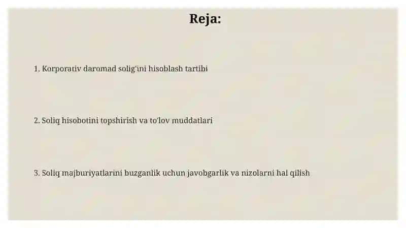 Korporativ daromad solig'i: Asosiy tushunchalar va soliq bazasini aniqlash 2