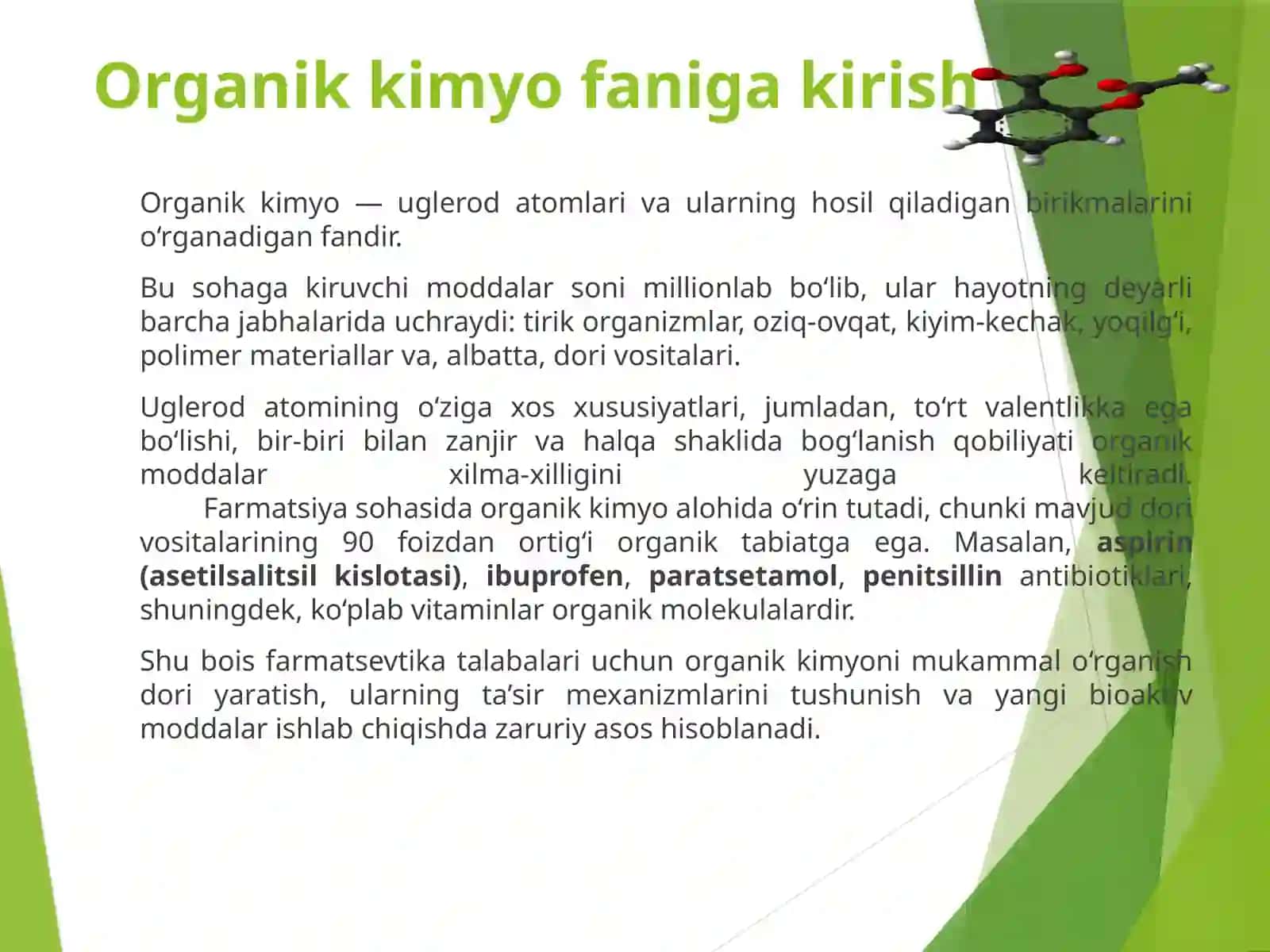 Organik kimyo faniga kirish. Organik kimyo fanining predmeti va uning rivojlanish tarixi. 2