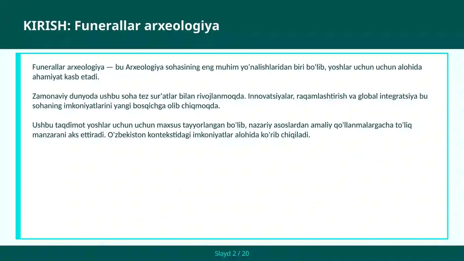 FUNERALLAR ARXEOLOGIYA 2