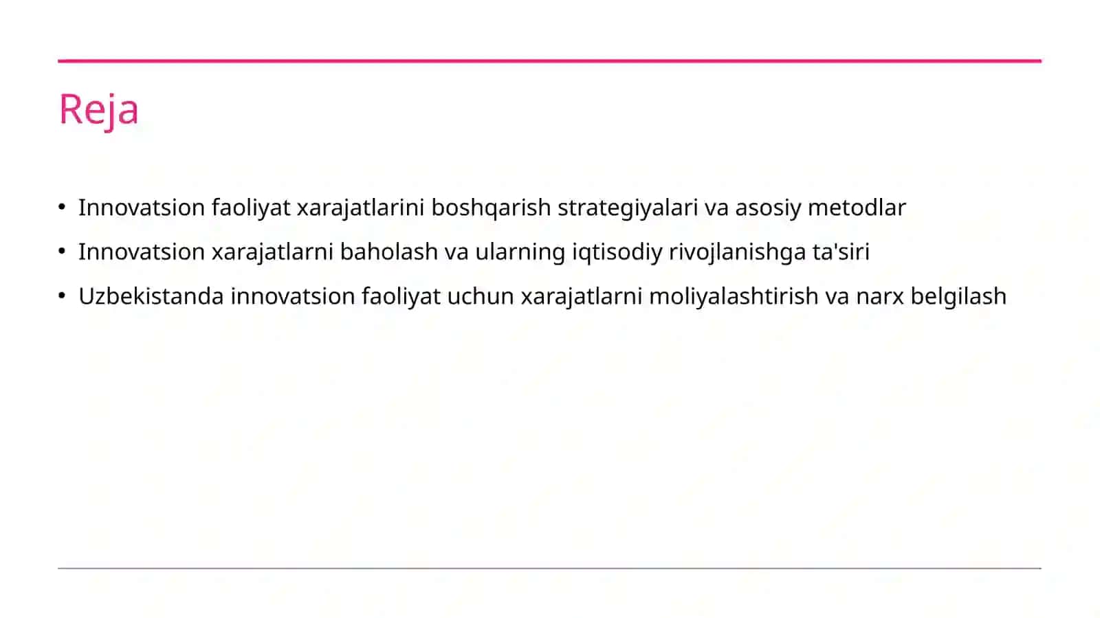 Innovatsion faoliyat xarajatlarini boshqarish va baho belgilash 2
