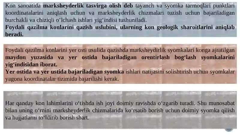 Konchiliksanoatida marksheyderlik tasvirga olish 2