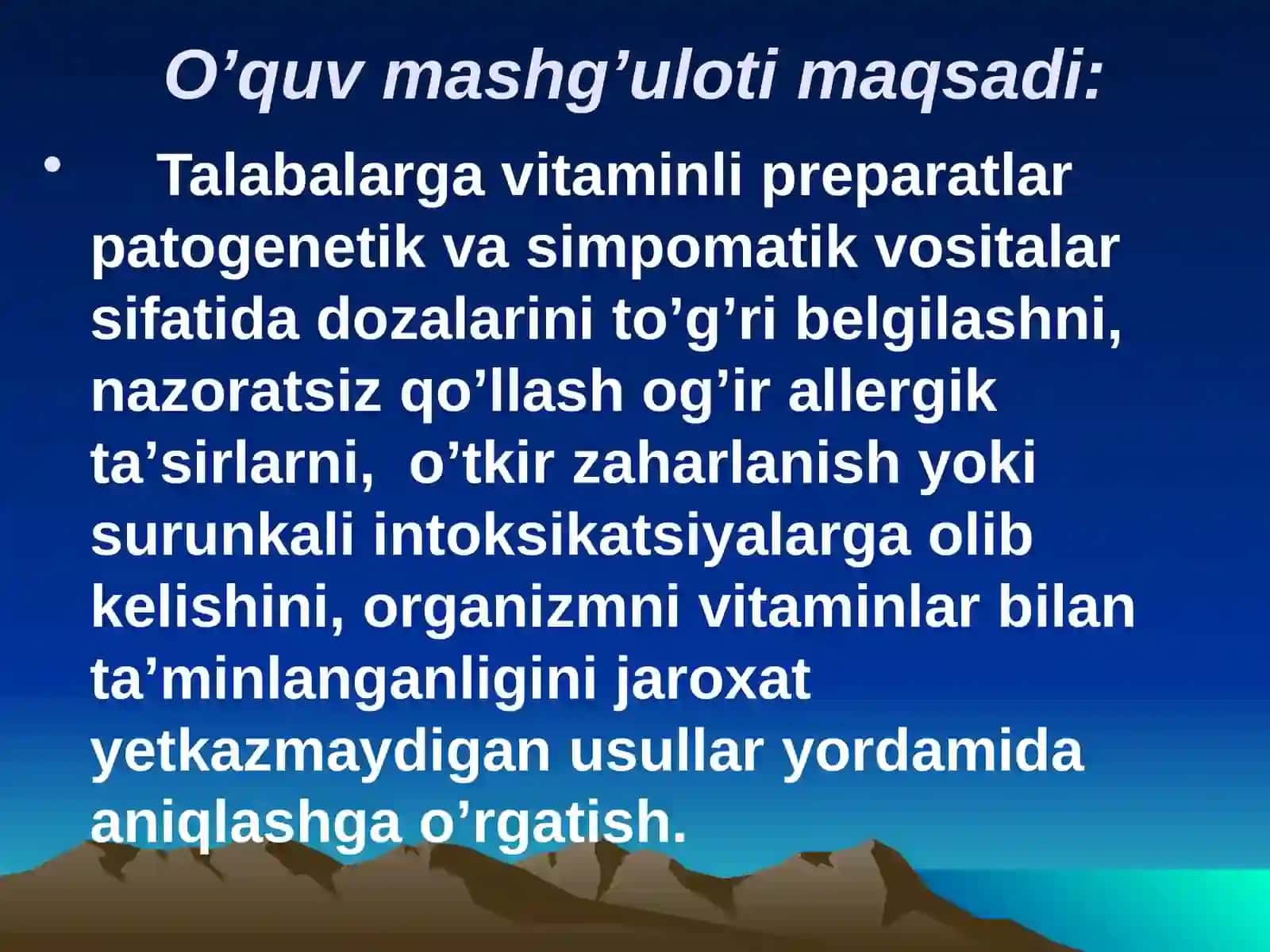 ORGANIZMNING C VITAMIN BILAN TA’MINLANGANLIGINI O’RGANISH VA BAHOLASH 2