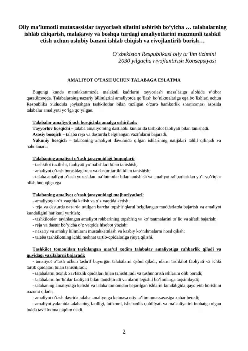 AMALIYOT KUNDALIK DAFTARI 2