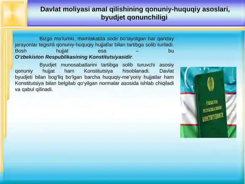 Davlat Moliyasi Amal Qilishining Huquqiy Asoslari 2