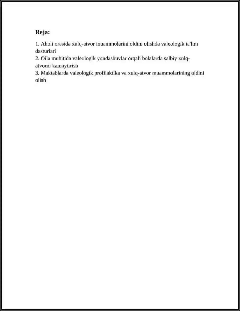 AHOLI ORASIDA XULQ ATVOR MUAMMOLARNI OLDINI OLISHDA VALEOLOGIK YONDASHUVLAR 2