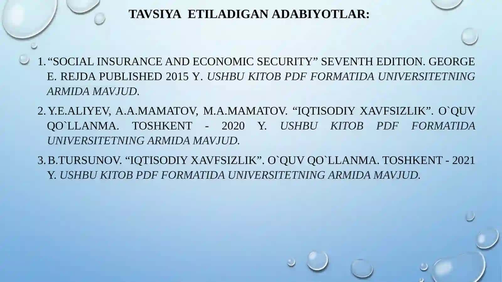 Iqtisodiy xavfsizlikning mohiyati 2