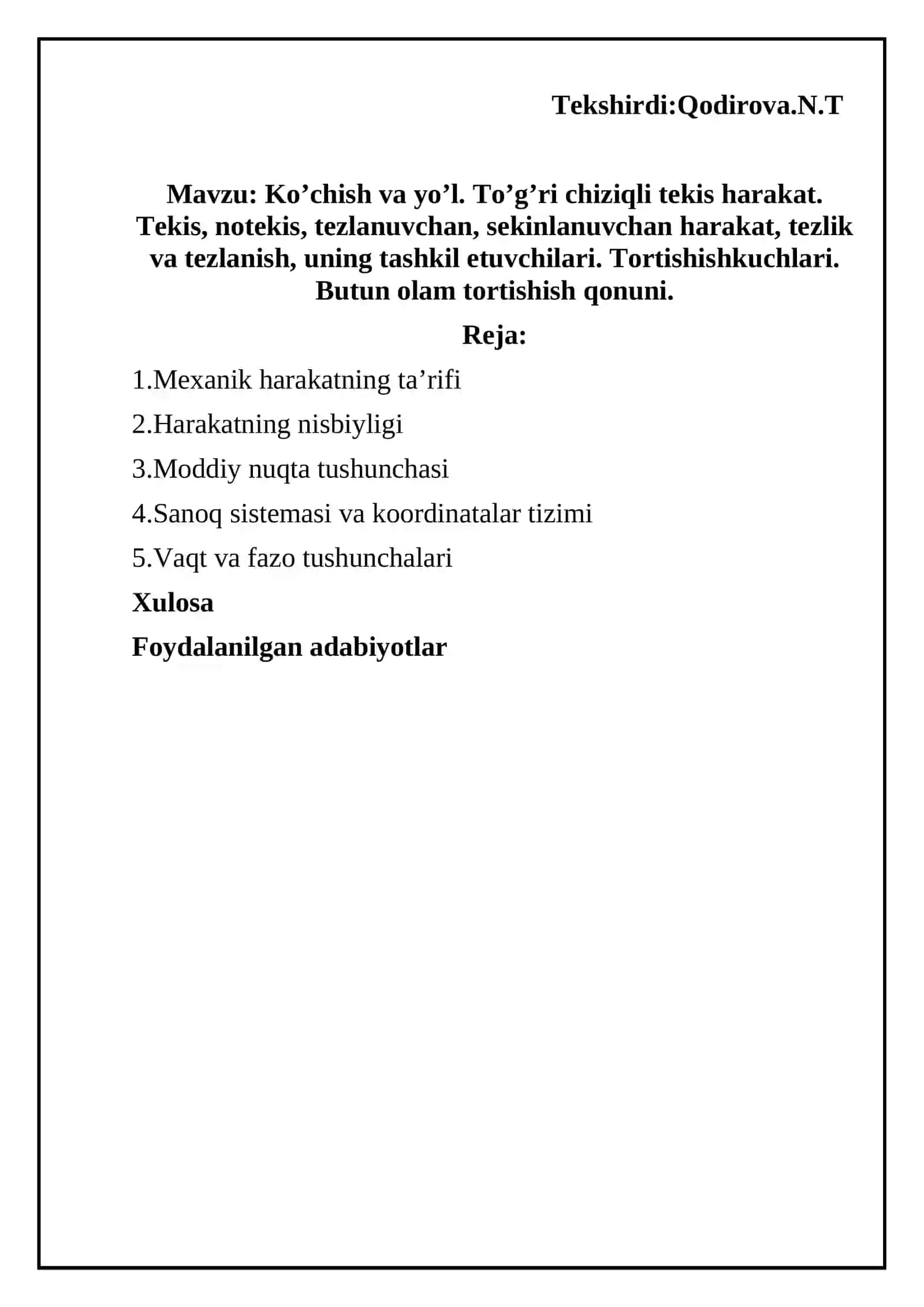Fizika fanidan REFERAT 2
