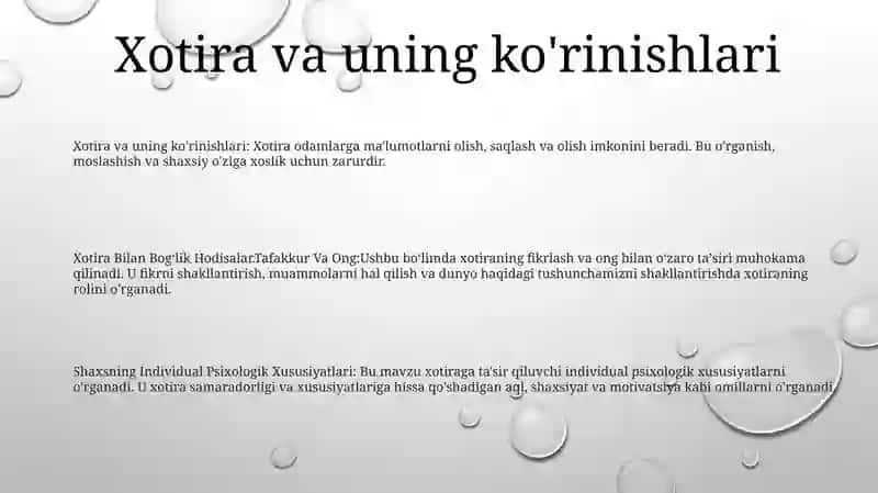 Xotira Bilan BogʻLik Hodisalar.Tafakkur Va Ong 2