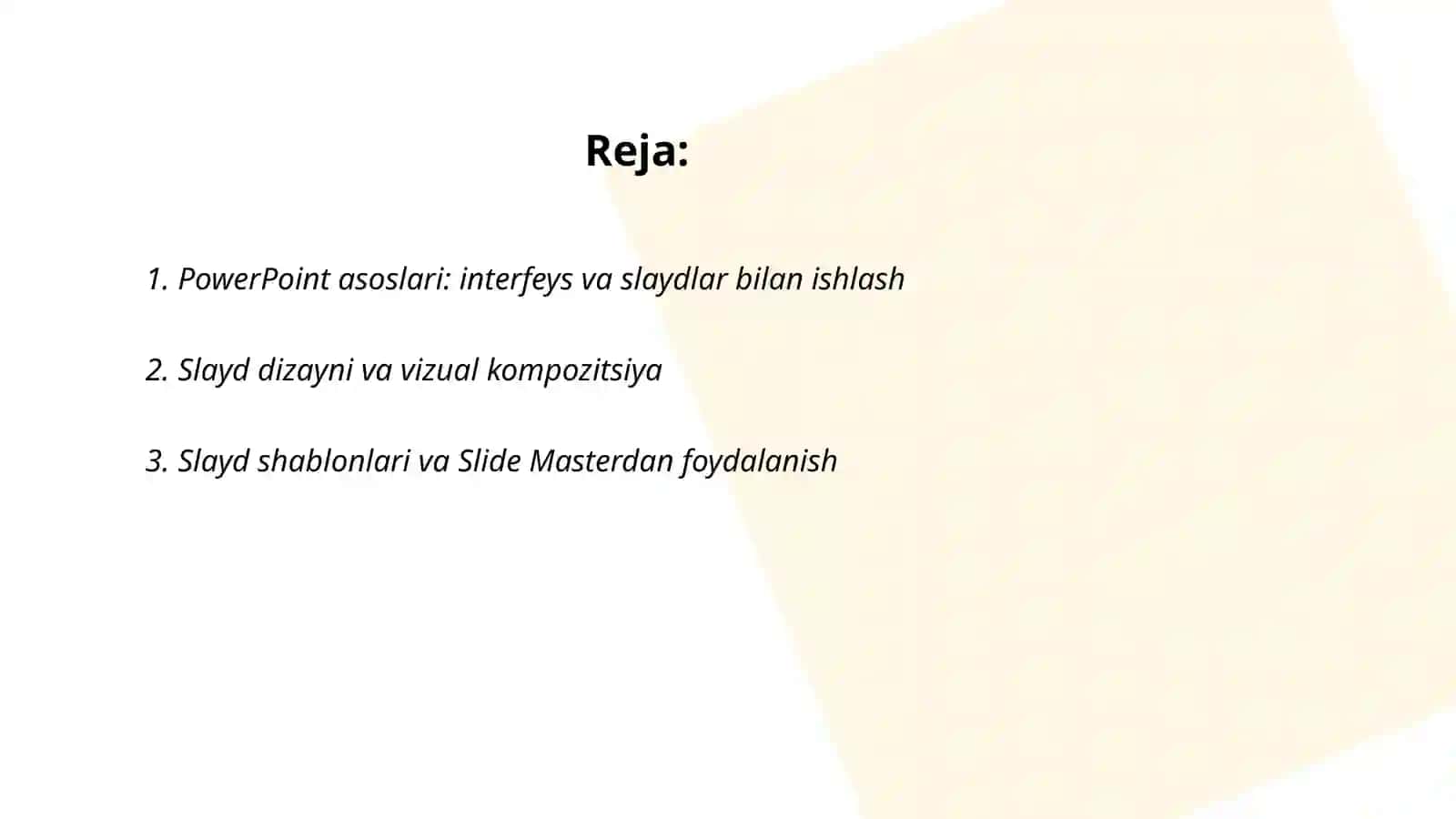 PowerPoint asoslari: interfeys va slaydlar bilan ishlash 2