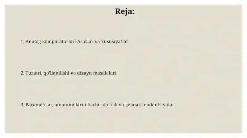 Analog komparatorlar: Asoslar va xususiyatlar 2
