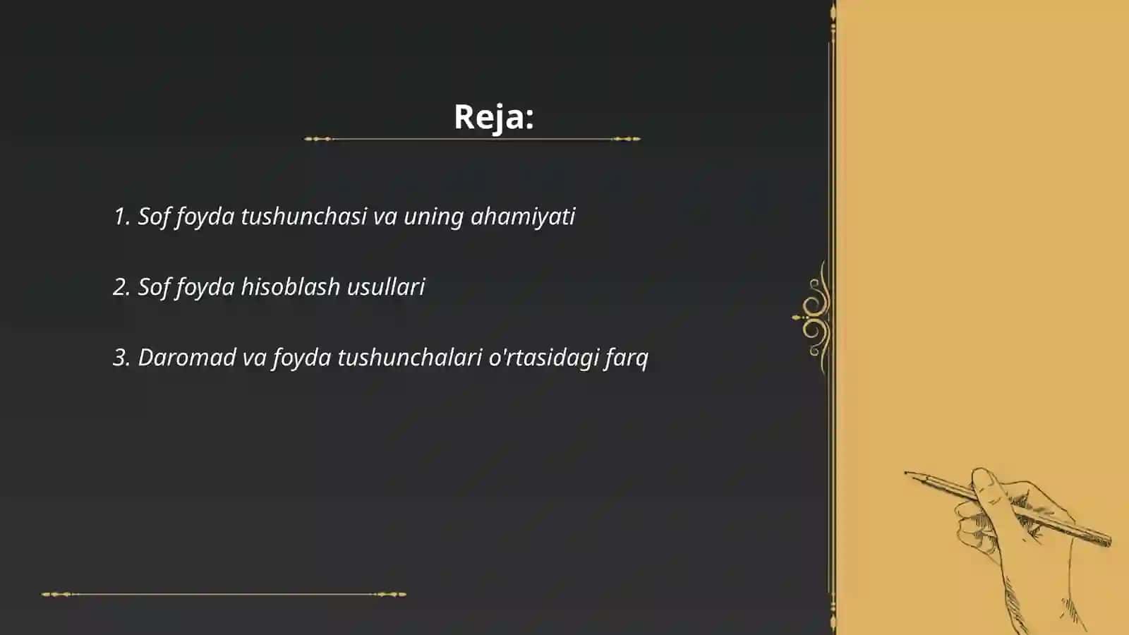 Sof foyda va unga ta'sir etuvchi omillar tahlili 2