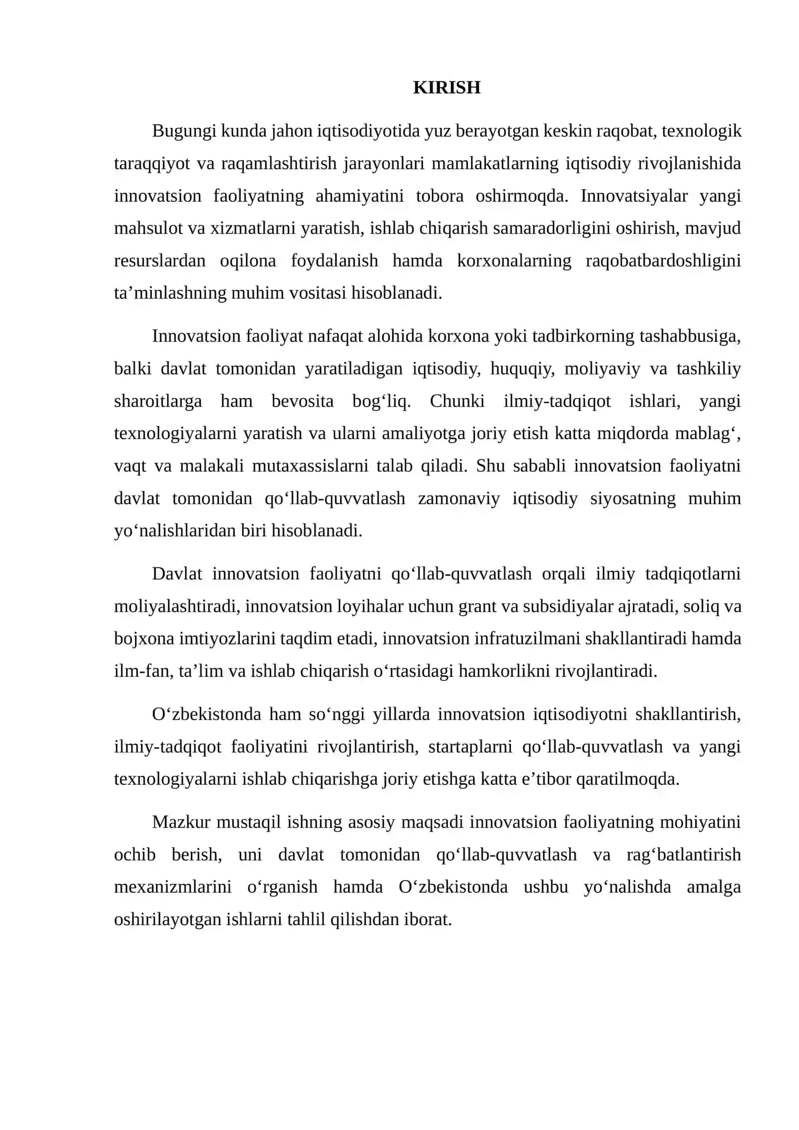 Innovatsion faoliyatni davlat tomonidan qo‘llab-quvvatlash va rag‘batlantirish mexanizmlari 2