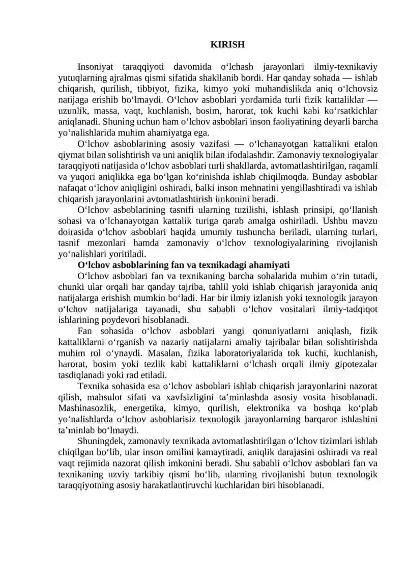 O‘lchov asboblar tasnifi 2