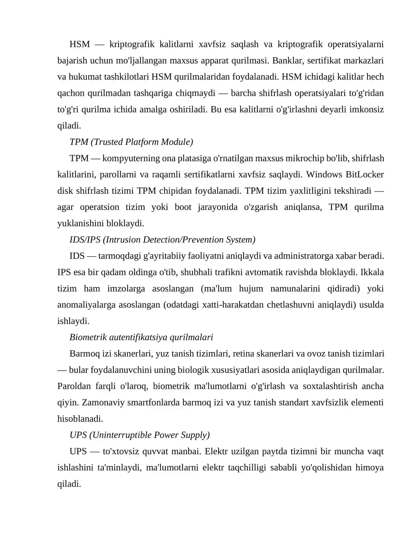 Axborot xavfsizligini ta'minlashning apparat-dasturiy vositalari va kriptografik usullari 2