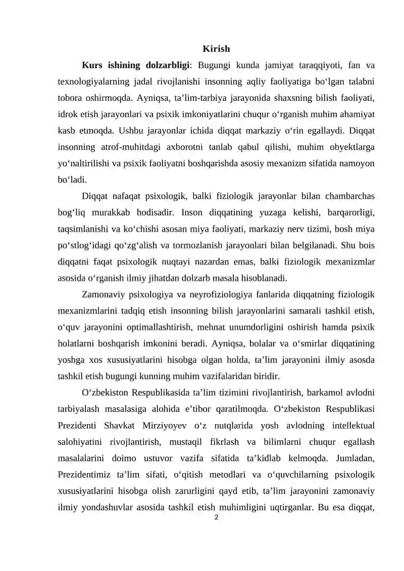 Diqqatning fiziologik mehanizmlari 2