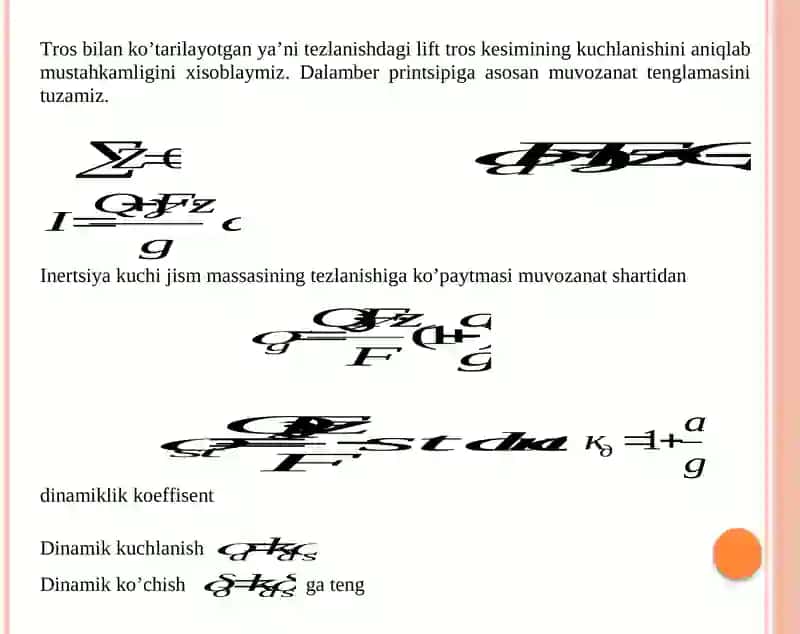 Dinamik kuchlar ta’siridan mustahkamlikka hisoblash 2