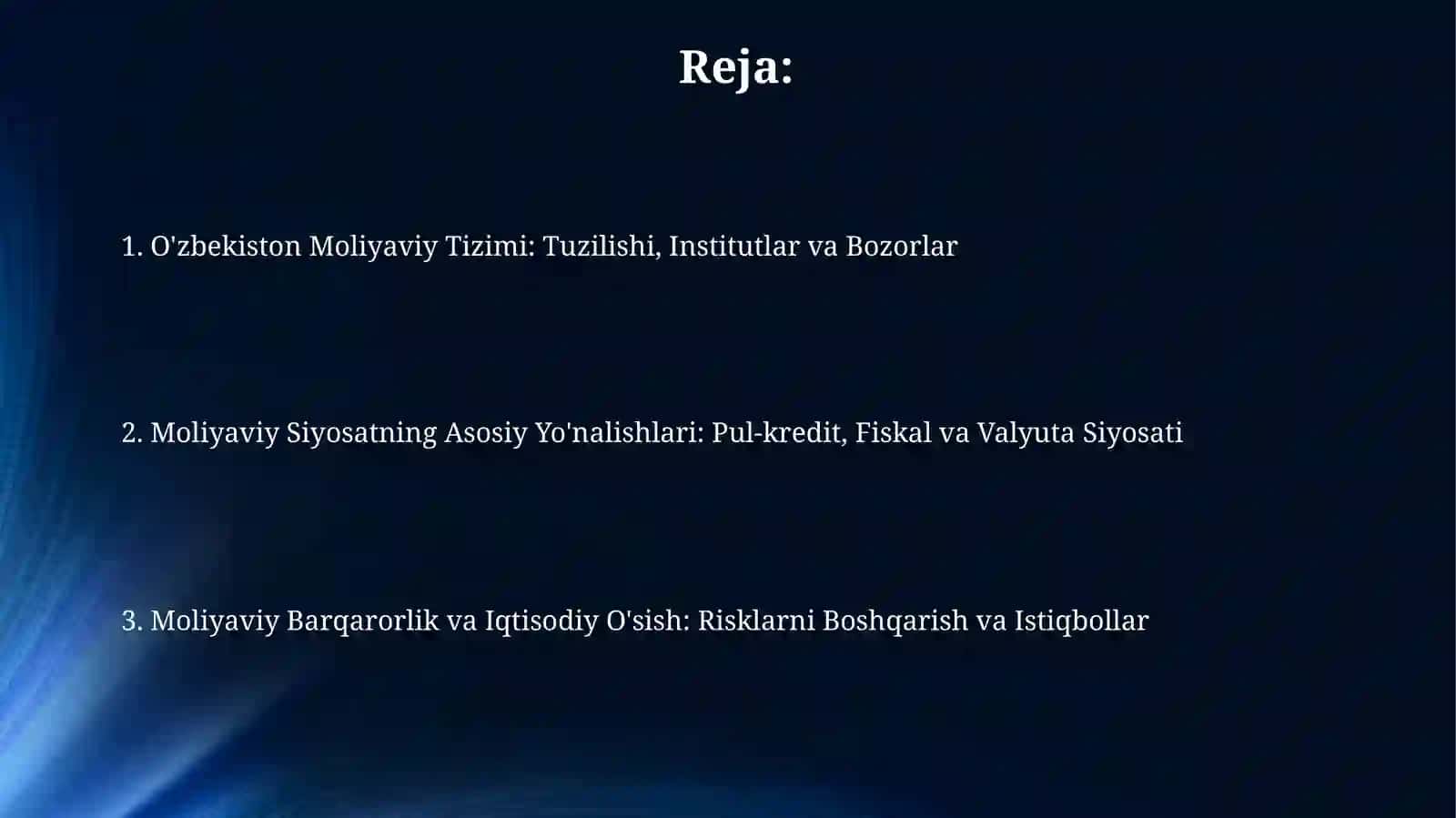 O'zbekiston Moliyaviy Tizimi 2