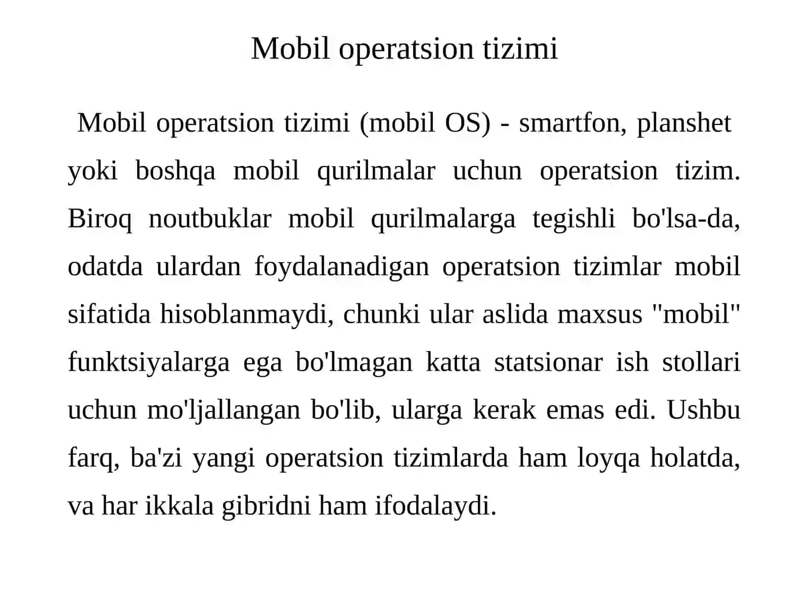 Mobil operatsion tizimlar 2