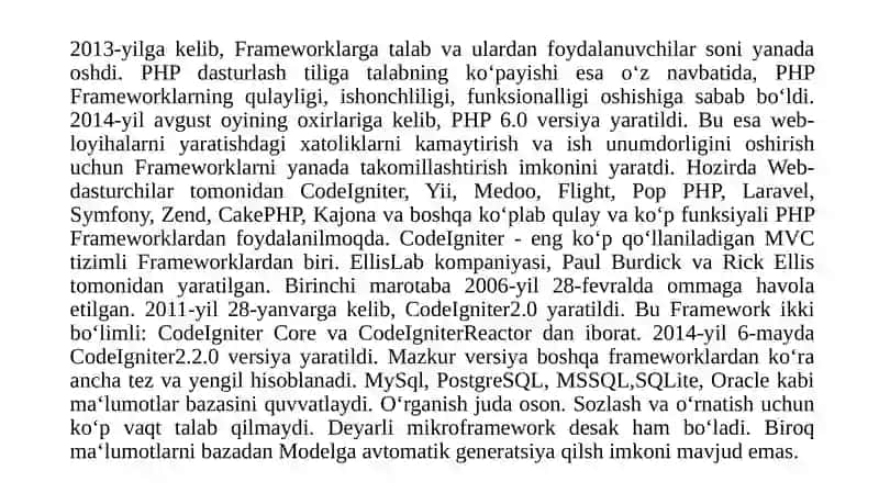 FREYMVORK PLATFORMADA WEB DASTURLASH 2