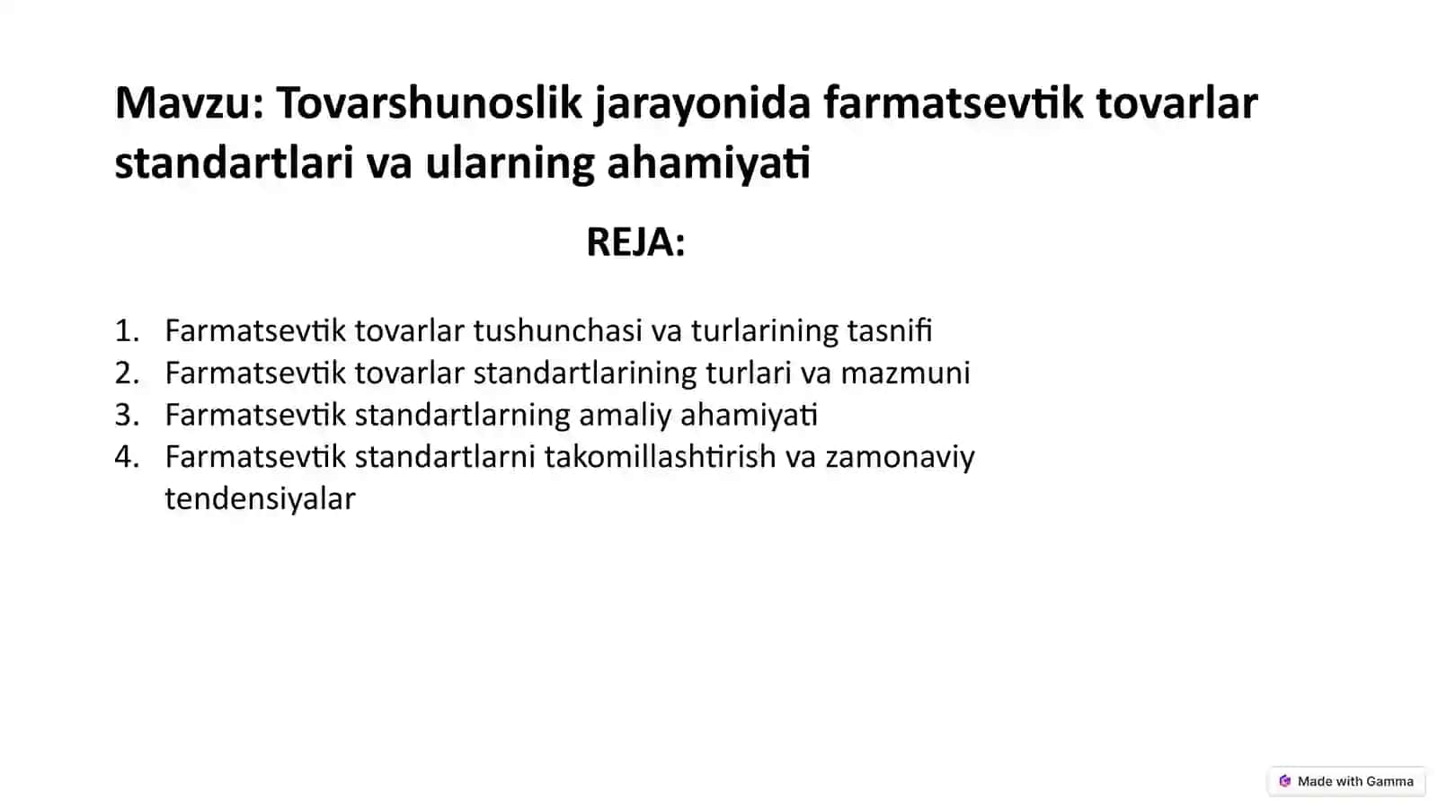 Tovarshunoslik jarayonida farmatsevtik tovarlar standartlari va ularning ahamiyati 2