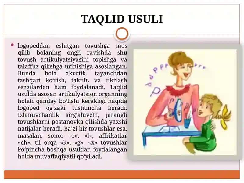 Talaffuz qilish malaklari va ko’nikmalarini shakllantirish bosqichi 2