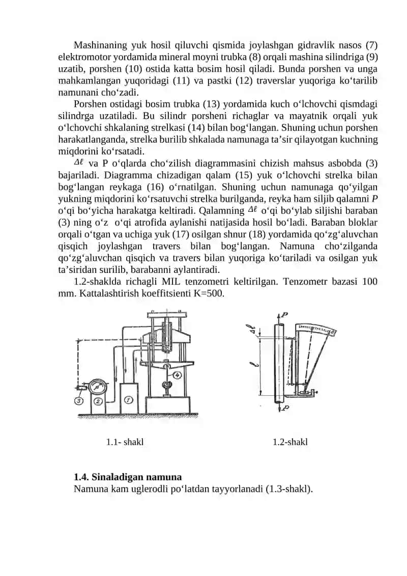 Po‘latni cho‘zilishga sinash va uning elastikliklik modulini aniqlash 2