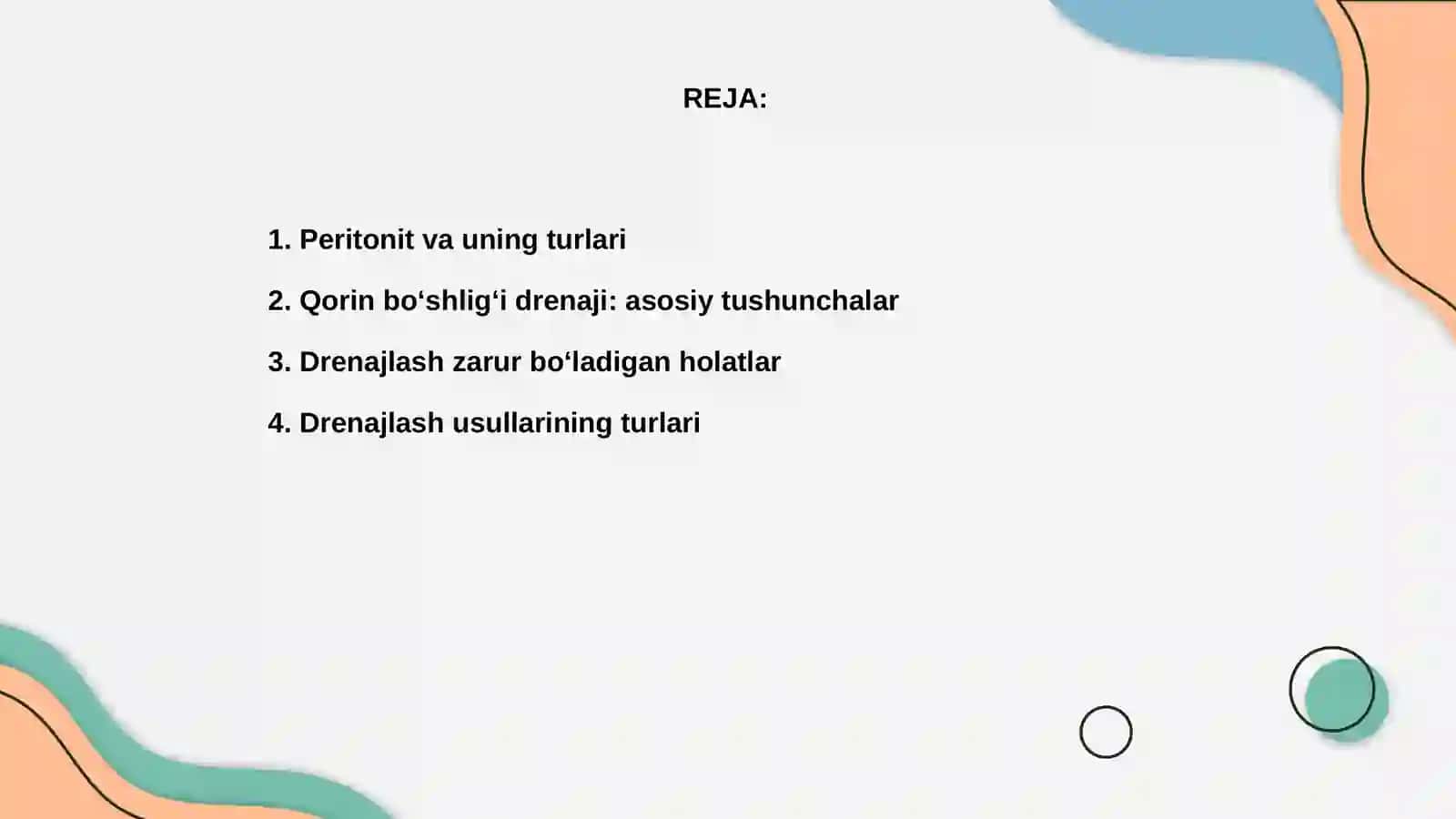 Qorin böshliğini drenajlash usullari 2