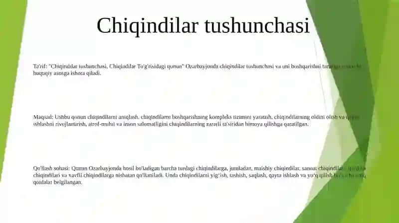 Chiqindilar Tõğrisidagi Qonun 2